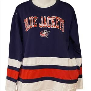 NHL Blue Jackets Hockey Jersey Size Large. Red, white and Blue